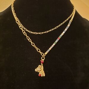 Sparkling Teddy Bear Charm Necklace